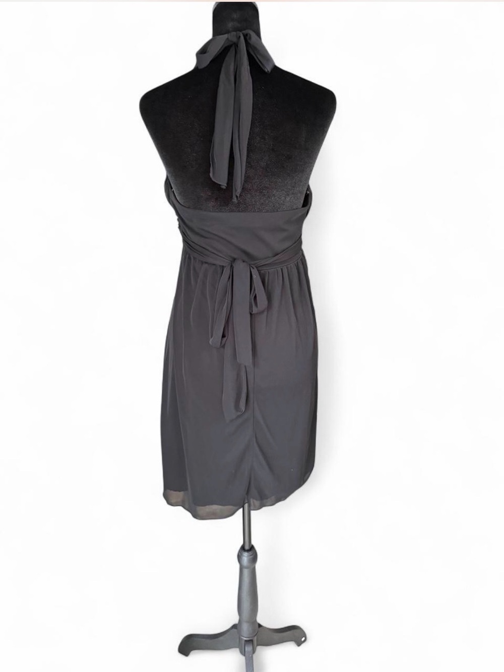 City Triangles Women’s Charcoal Gray Halter Chiffon Dress – Size Medium - Picture 4 of 5